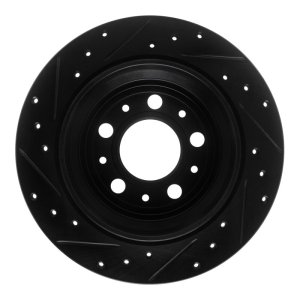 Volvo V70 Brake Rotor (1) - Rear Right - R1 Concepts - Drilled & Slotted - Black - `99-`00
